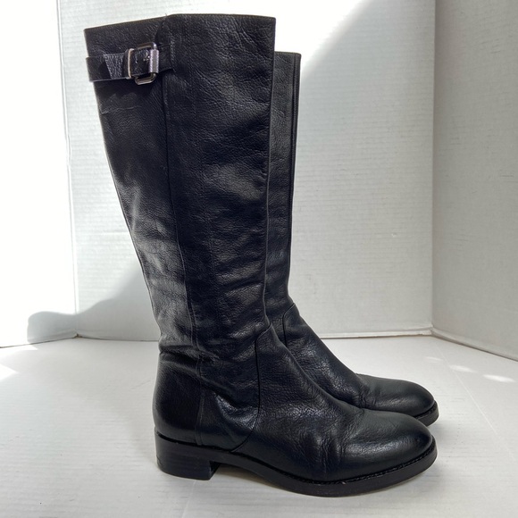Via Spiga Shoes - Via Spiga Riding Boots Black Leather Knee High Tall Womens 9M Logo Italy